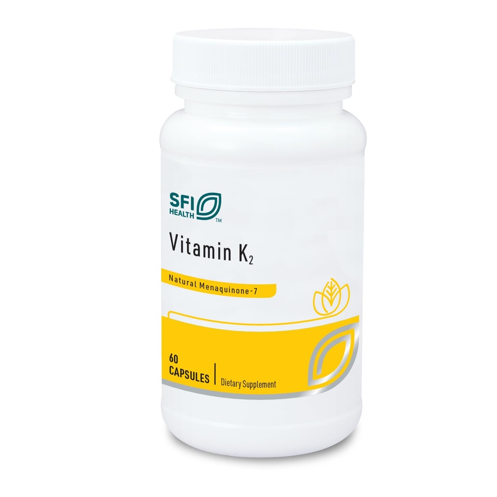 Klaire Labs SFI בריאות ויטמין K2-50 מיקרוגרם כמו Menaquinone-7 MK-7, No Soy, Gluten או חלב (60 קפסולות)