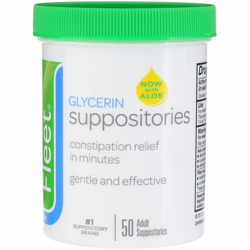 Fleet Laxative Glycerin Suppositories for Adult Constipation, 50 Count (2 Pack)