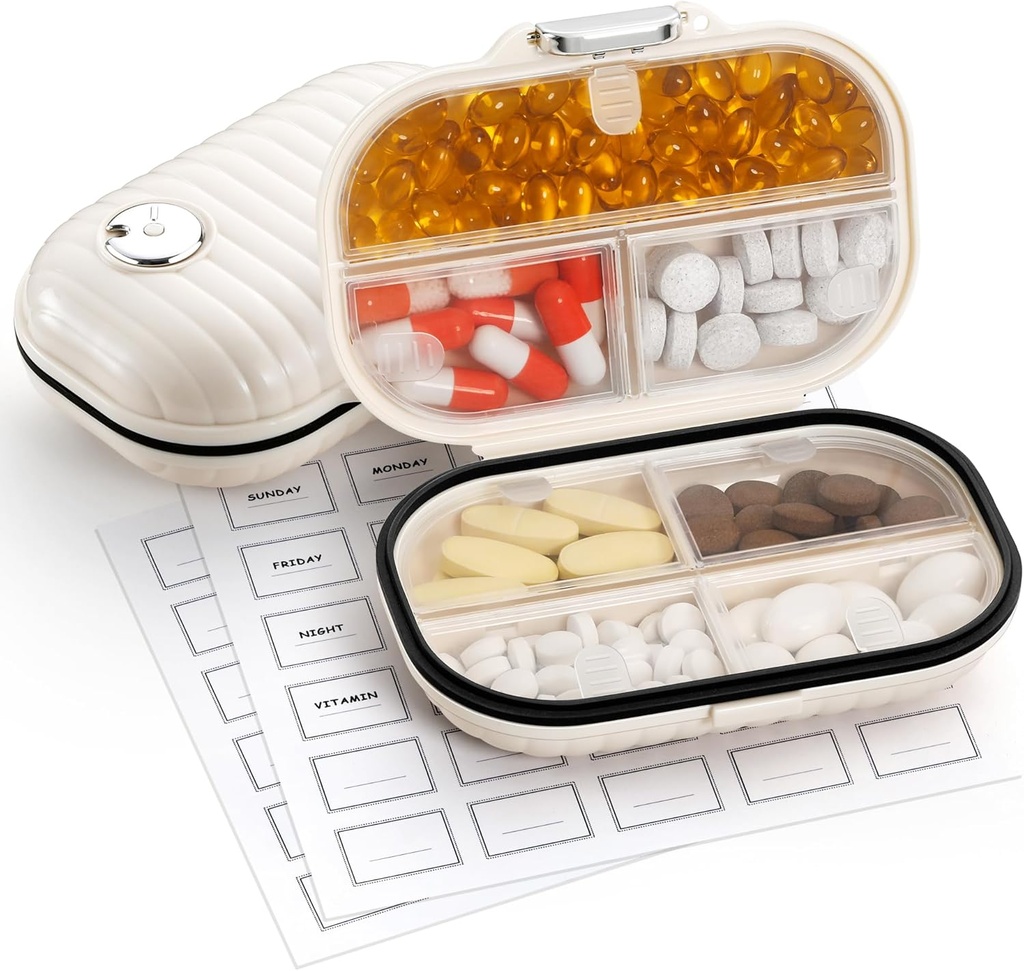 Zannaki Pill Case Portable Small Weekly Travel Pill מארגנת, Moisture Proof Pill Box Holder for Pocket Purse Bag, Daily Mini Pocket Pharmacy Medicineer for הויטמין, שמן דגים, תוספת שמן