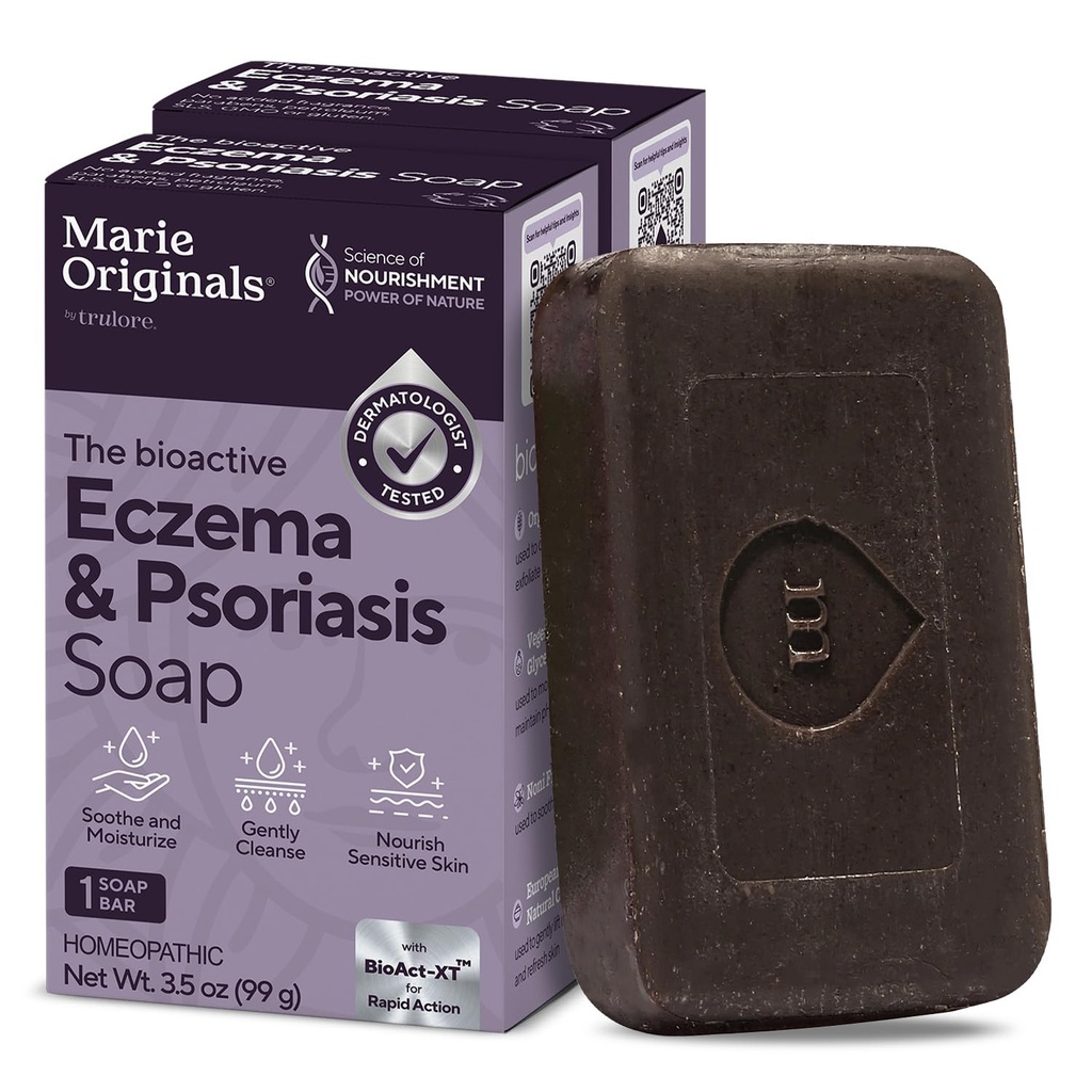 Mary Originals Eczema Face Soap Body Wash Bar - All Natural Psoriasis, Dermatitis Treatment for Dry Itchy Flaky Skin Relief - Gentle Detoxifying, Healing, Anti-Itch, ניקוי העורקים (Pack of 2)