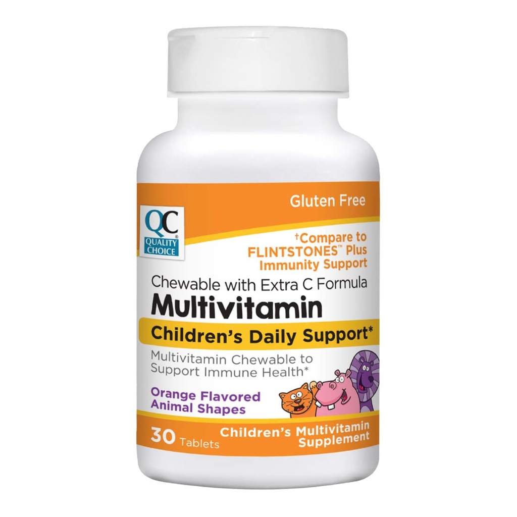 איכות בחירה, בעלי חיים מקיפים את ה- Multivitamin של ילדים עם ויטמין C נוסף, תמיכה יומית של ילדים כתום פלאבור ה- Multivitamin Immune Health Supplement, 30 Countבק