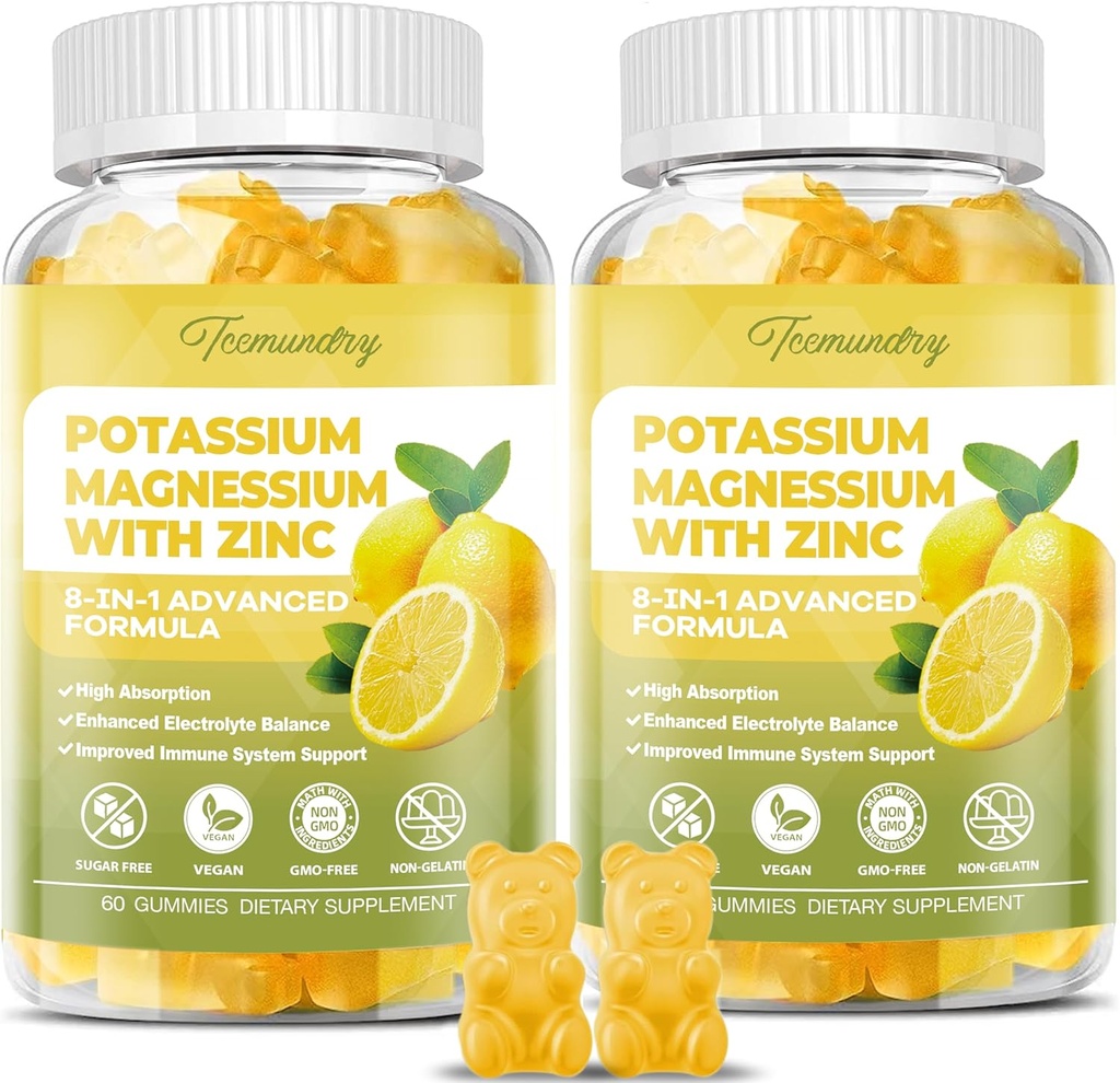 חניכיים עבור מבוגרים: Potassium Citrate 99 מ"ג - תוספי Potassium Magnesium עבור שריר, אלקטרוליט, אנרגיה
