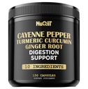 קייאן פפר קפסולות עם Turmeric Curcumin Root, ג'ינג'ר Root, Berberine HCl & More - תמיכה במערכת החיסון, Digest, Joint Health & Heart Health - 150 קפסולות