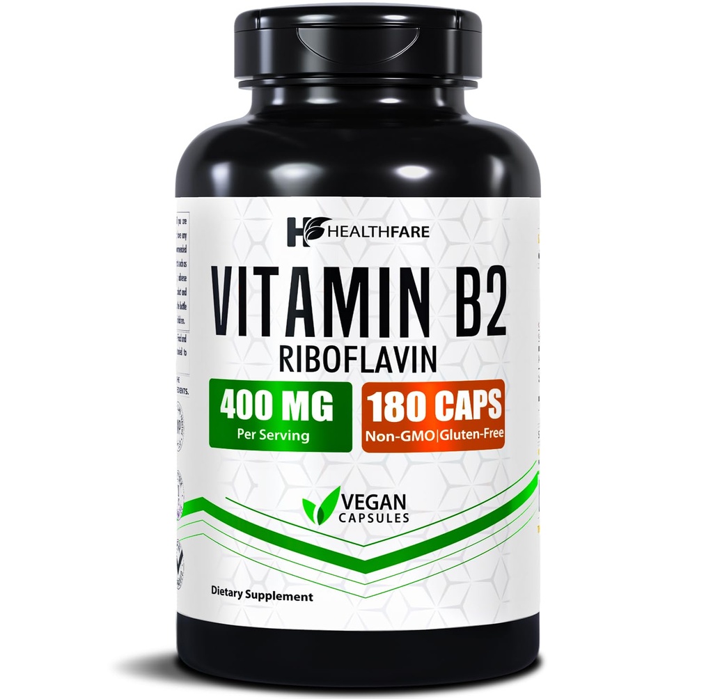 ויטמין B2 Riboflavin 400 מ"ג | 180 קפסולות Veg | תוסף | Gluten-Free | Non-GMO