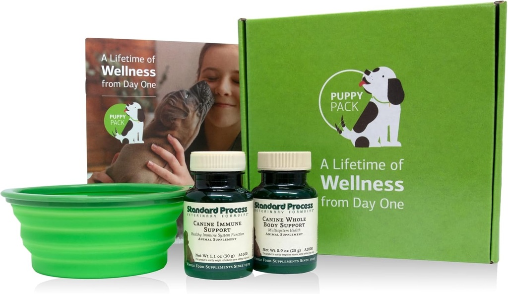 תהליך סטנדרטי Puppy Pack - Canine Immune & Whole-Body אבקה תוספי מזון - Puppy Support Kit with Canine Whole Body Support & Canine Immune System Support - כולל תמיכה מלאה במים תואמים