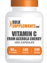 BulkSupplements.com ויטמין C מ Acerola Cherry קפסולות - Acerola Cherry ויטמין C תוסף - Gluten Free, 1 קפסולה לשרת, 240 קפסולות Veg (Pack of 1)