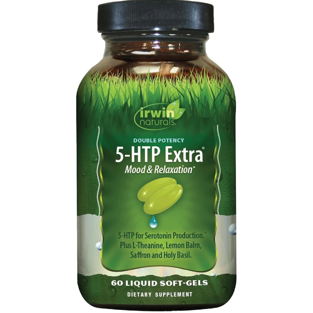 Irwin Naturals Double Potency 5HTP אקסטרה - 60 נוזל Soft-Gels - עבור הירגעות & Serotonin הפקה - 30 משרתות