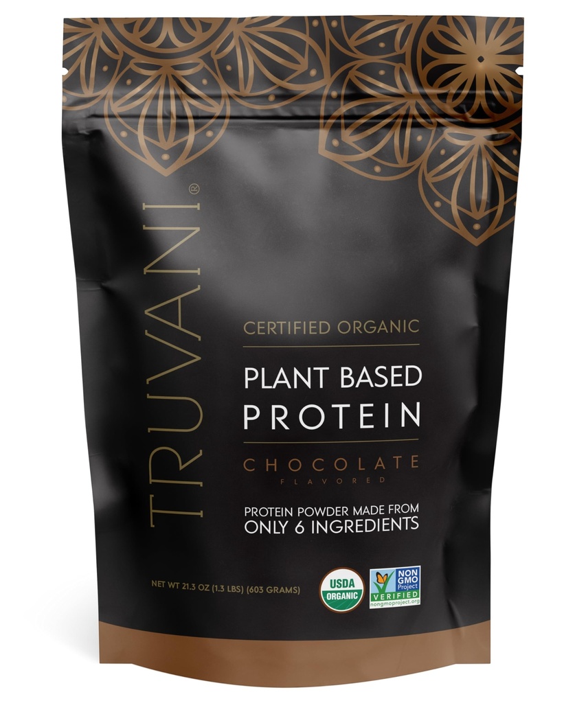 Truvani Vegan Pea אבקת חלבון | שוקולד | 20g אורגני צמחי מבוסס חלבון | 18 משרתים | Keto | Gluten & Milk Free | Low Carb | לא תוספת סוכר