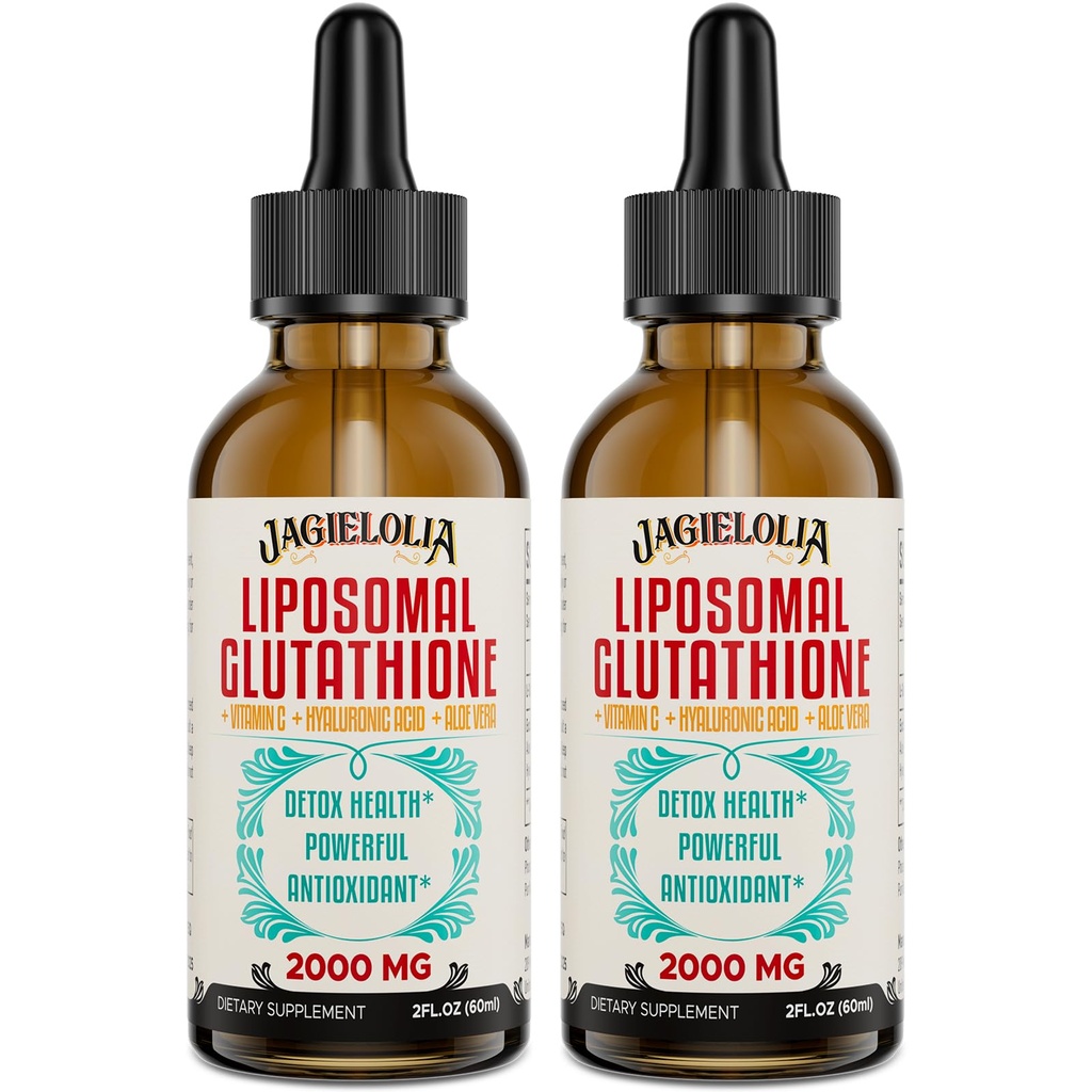 ליposomal Glutathione נוזלי 2000MG - Antioxidant Detox תוספת עבור נשים וגברים, Aging Defense, Liver Function & Energy, עם Hyaluronic Acid + Aloe Vera + ויטמין C, טבעי ו טבעוני, 4 FL.OZ