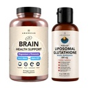 AMANDEAN Premium Brain Supplement & Liposomal Glutathione Bundle. פורמולה משולשת עם Magnesium L-Threonate, USA-Grown Organic Lion's Mane 6:1 Extract, ו-Alpha-GPC.