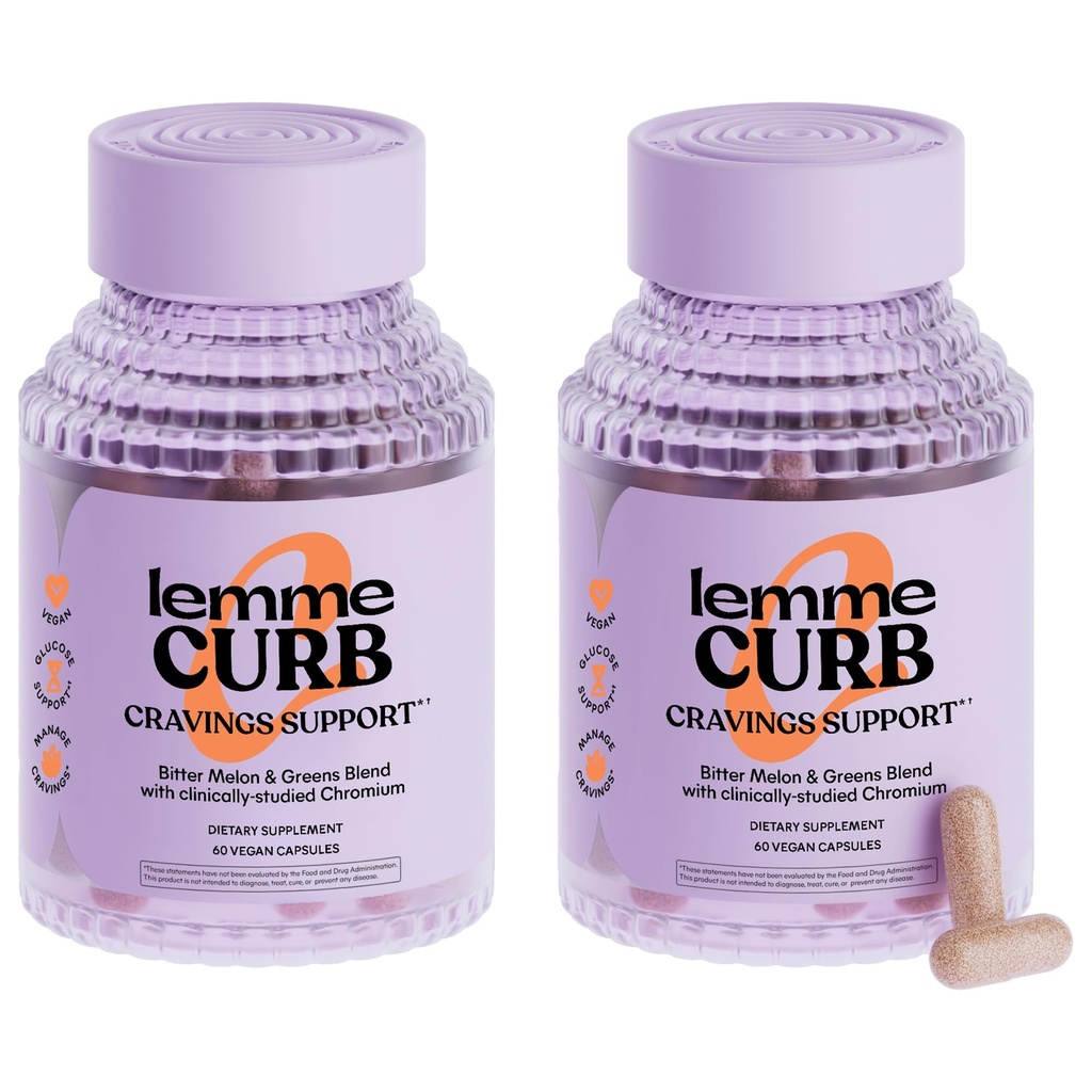 Lemme Curb - Cravings, שיפור Carb Metabolism, תמיכה בניהול משקל, קלינית למד Chromium Picolinate, Bitter Melon, Ceylon Cinnamon & Greens Superfood - Count 60 (Pack of 2)