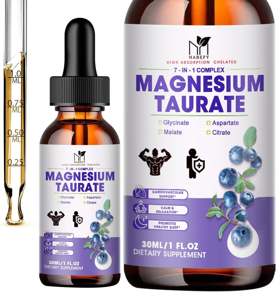 2 Pack | נוזל מגנזיום טאראט, Glycinate, Malate, Aspartate, Citrate Calm Magnesium תוסף עבור Cardiovascular, Sleep,Calm, Cramps תמיכה