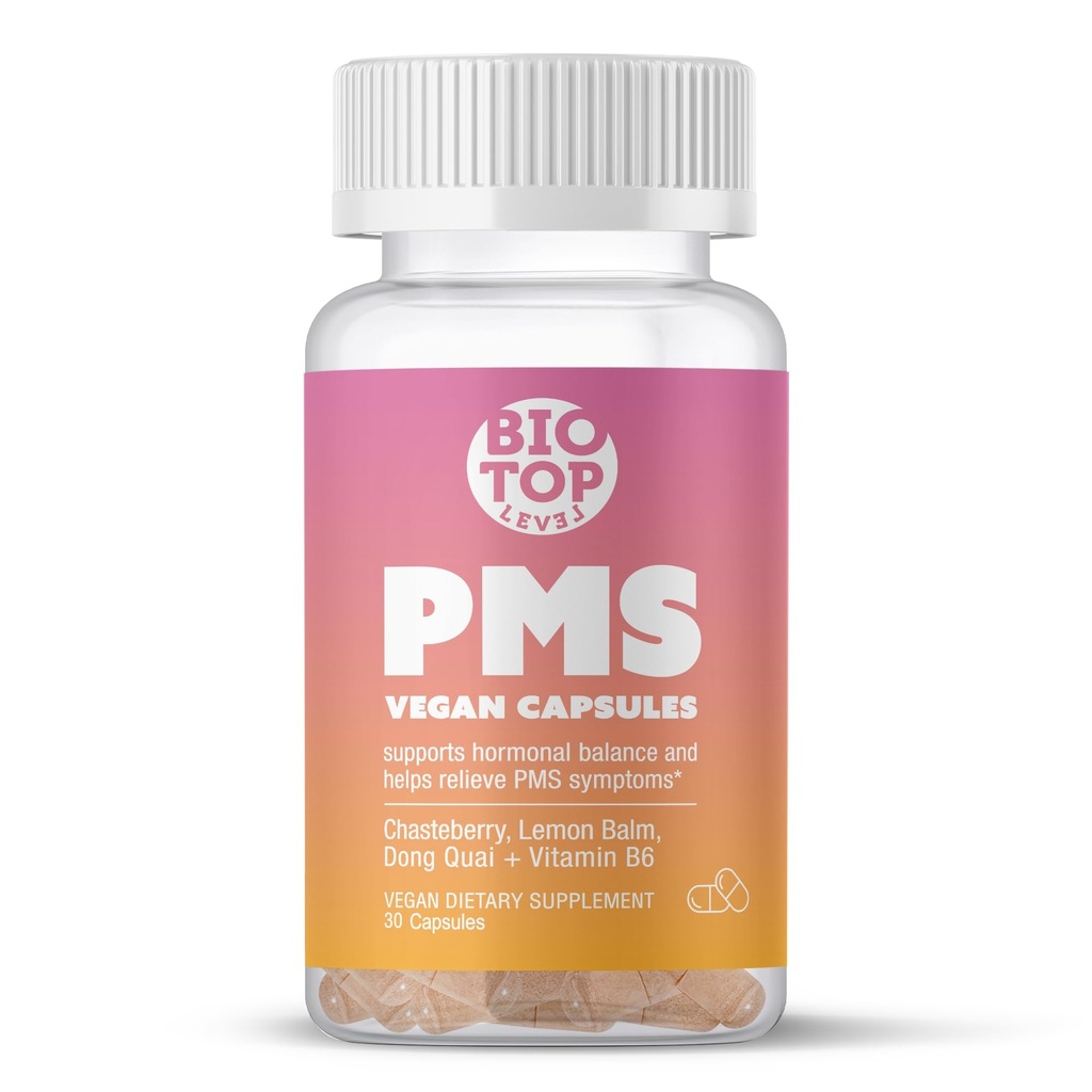 PMS תמיכה תוספת לנשים ו- PMS הקלה, הורמונלית & Menstrual הקלה עבור Cramps, Bloating & Mood Swings עם Chasteberry, ויטמין B6, לימון Balm, Dong Quai, 30 הרוזן