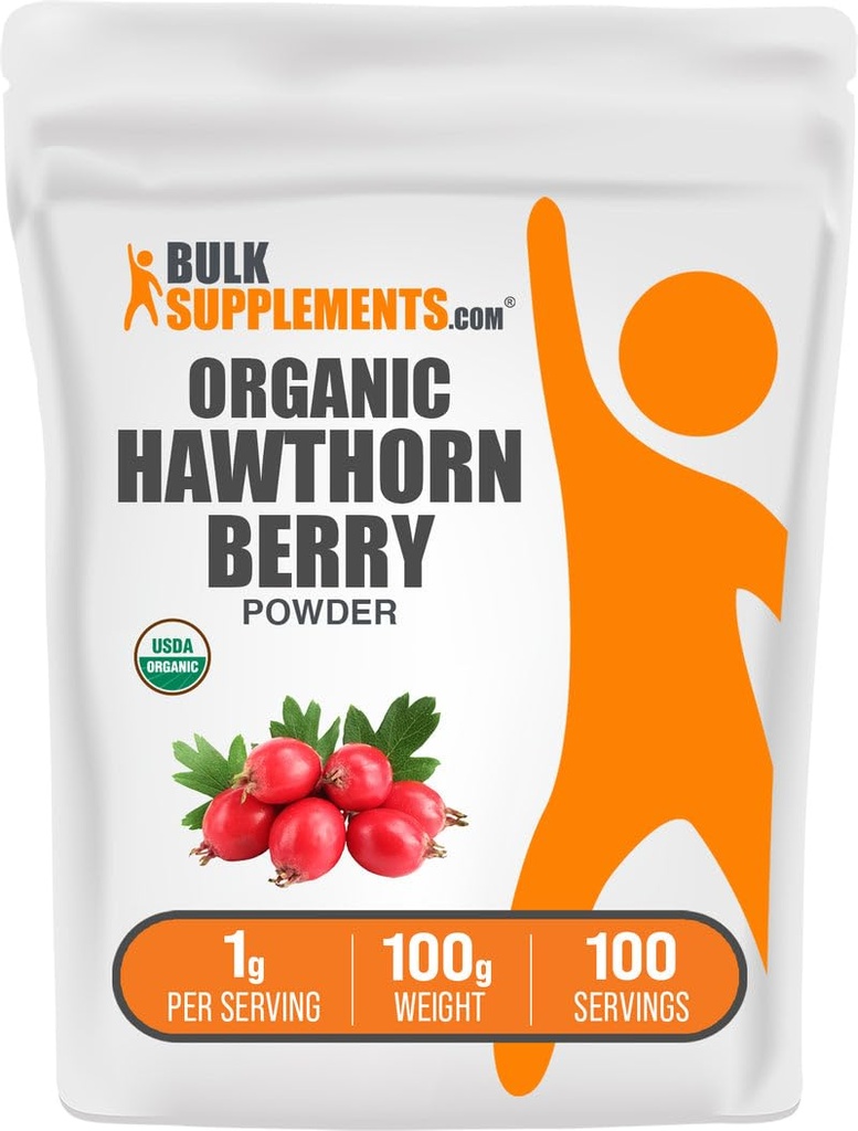 BulkSupplements.com Organichorn Brad אבקת - Herbal Supplement, הות'ורן ברי אורגני - טבעוני וגלוטן חינם, 1g לכל משרת, 100g (3.5 oz) (Pack of 1)