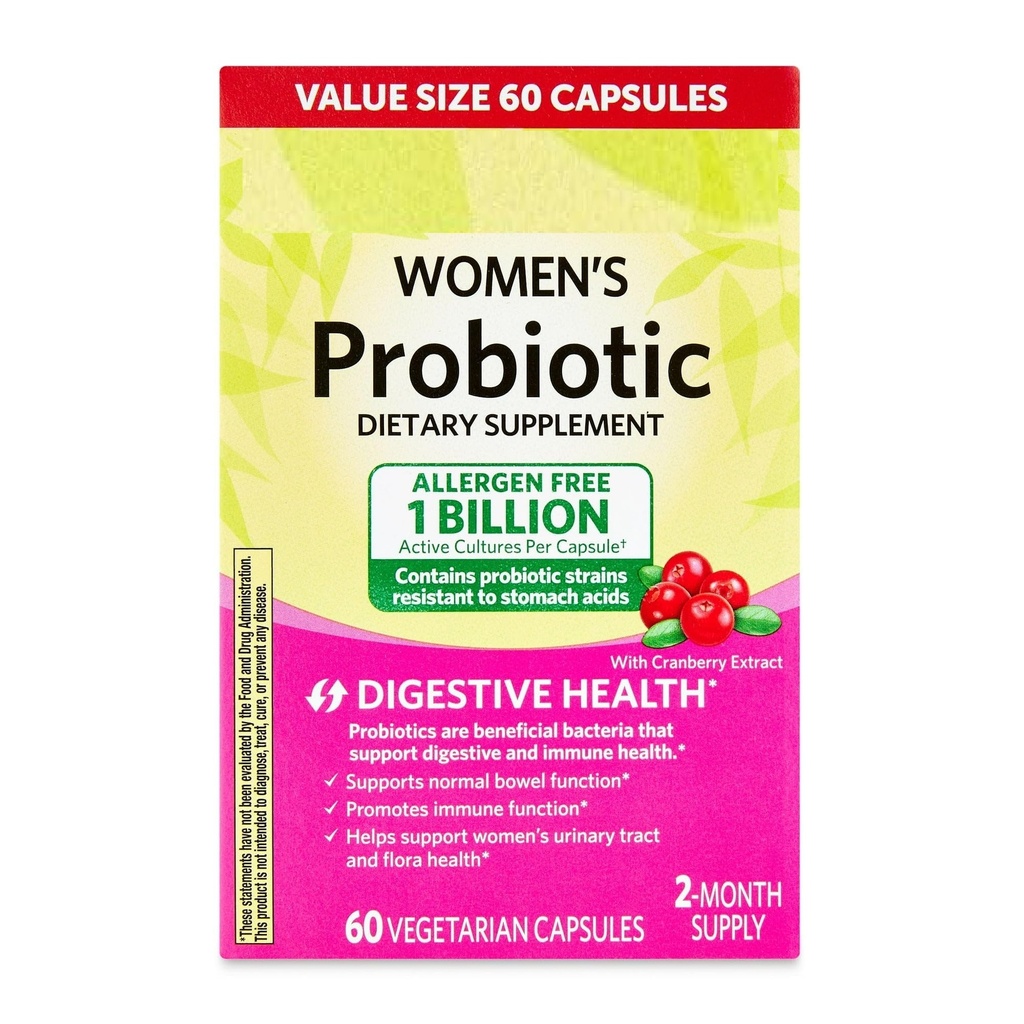 SEDLAV Women's Probiotic Dietary Supplement Vegetarian Capsules for Digestive Health, Cranberry, 60 Count Value Size Sticker