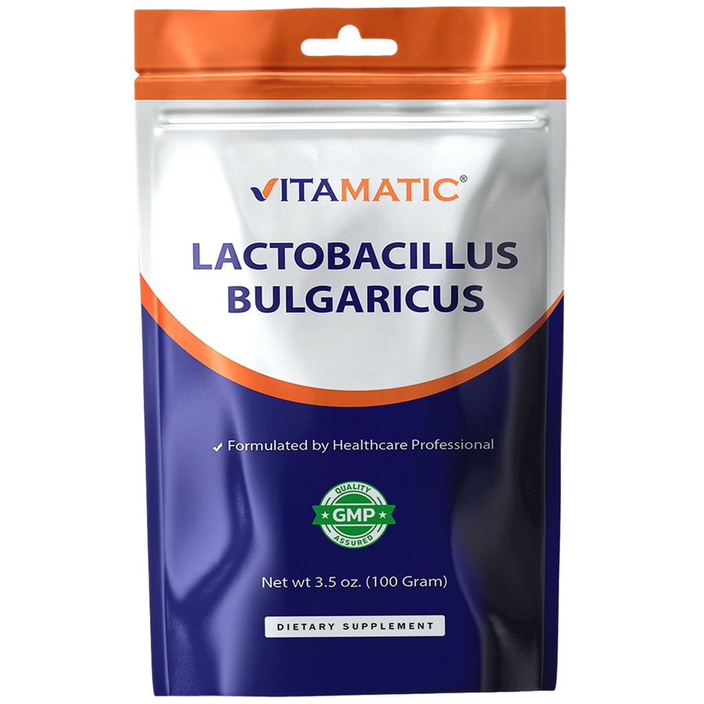 Vitamatic Lactobacillus Bulgaricus Probioticis - תמיכה בבריאות העיכול - 100 דקדוק (3.5 OZ) - 100 משרתים