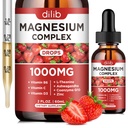תוספת מורכבת של Magnesium, Magnesium Glycinate, בלנדר, Citrate נוזל טיפות 1000 מ"ג עם Ashwagandha, CoQ10, ויטמין B6, C, D, Zinc - Support Calm Stress הקלה, העצם, השרירים, Mood טבעוני טבעוני טבעוני טבעוני