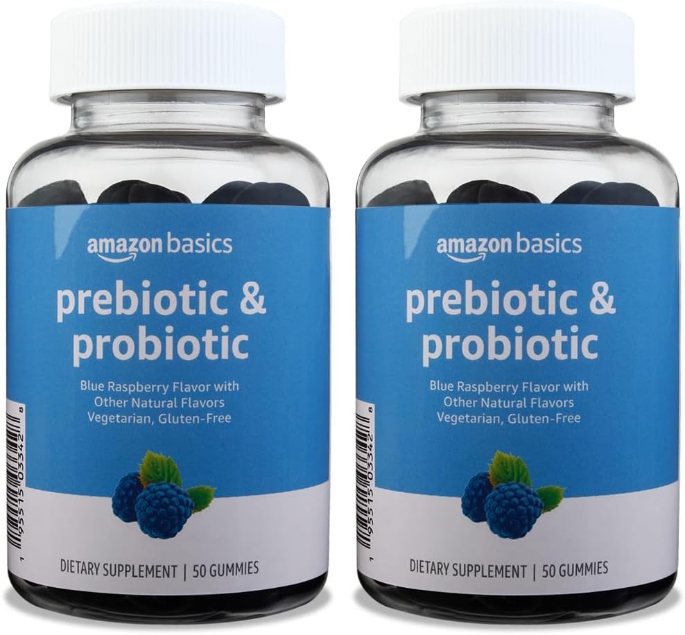 יסודות Prebiotics & Probiotics, 2 מיליארד CFU, Blue Raspberry, 50 Count (2 לשרת) (לשעבר Solimo)