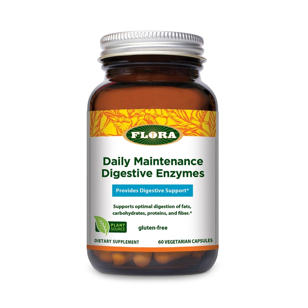 פלורה יומית תחזוקה מזיקה Enzymes - מכיל 7 Enzymes לתמיכה בבריאות העיכול - איידס Gas & Bloating - non-GMO & Gluten-Free - 60 קפסולות צמחוניות