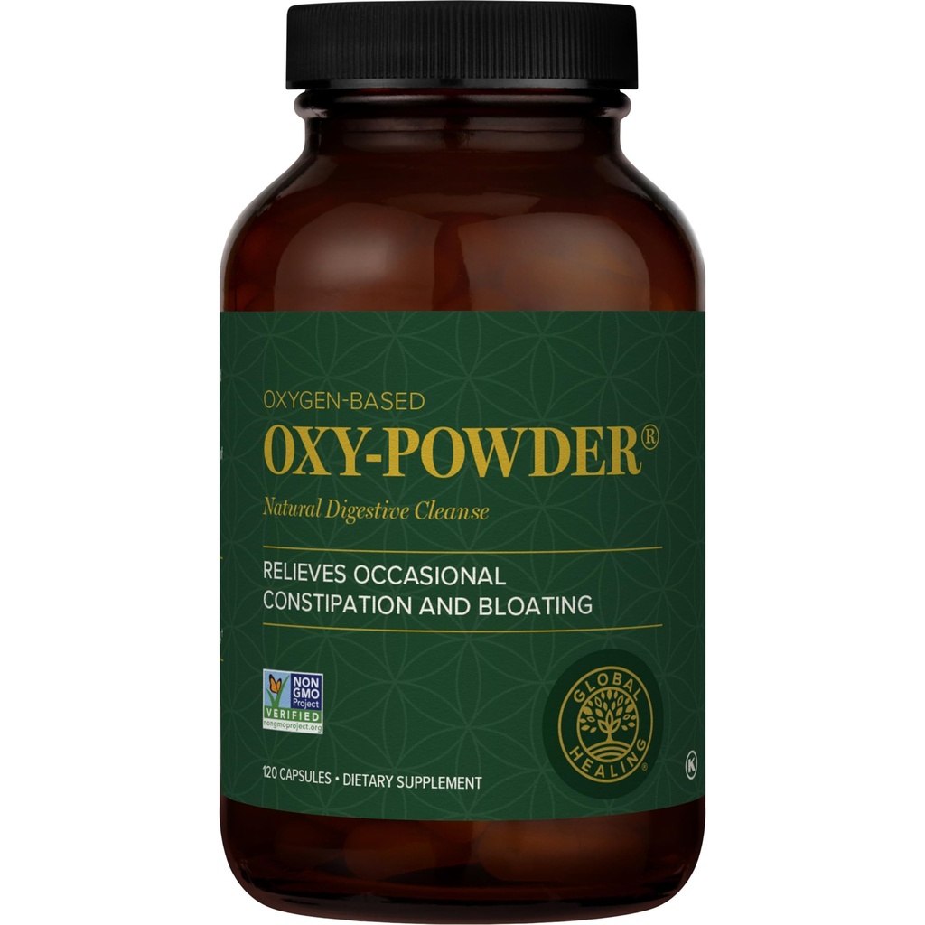 Global Healing Center Oxy-Powder Oxygen Based Safe and Natural Voice Cleanser and Relief from Occasional Constipation (120 קפסולות)(Packaging עשוי להשתנות)