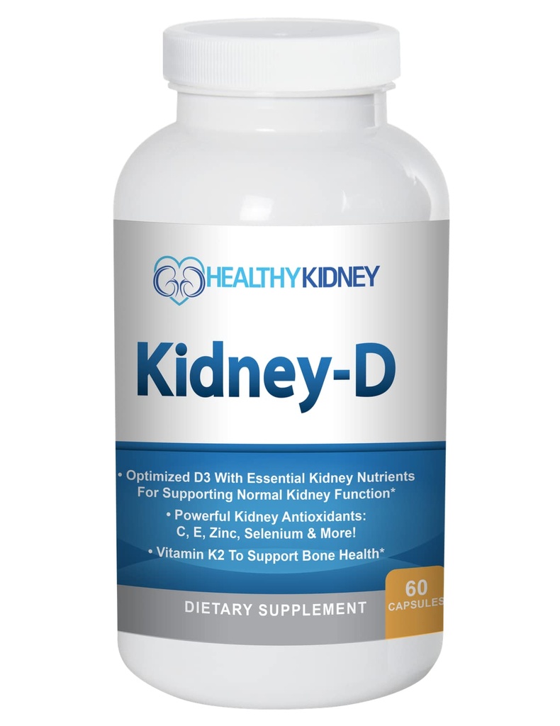 תוספי Kidney-D Kidney ויטמין D מותאם לתמיכה ב- Kidney. ויטמין D3 ו 7 קידני ויטמינים וחומרים מזינים נועדו לבריאות קידני ועוד