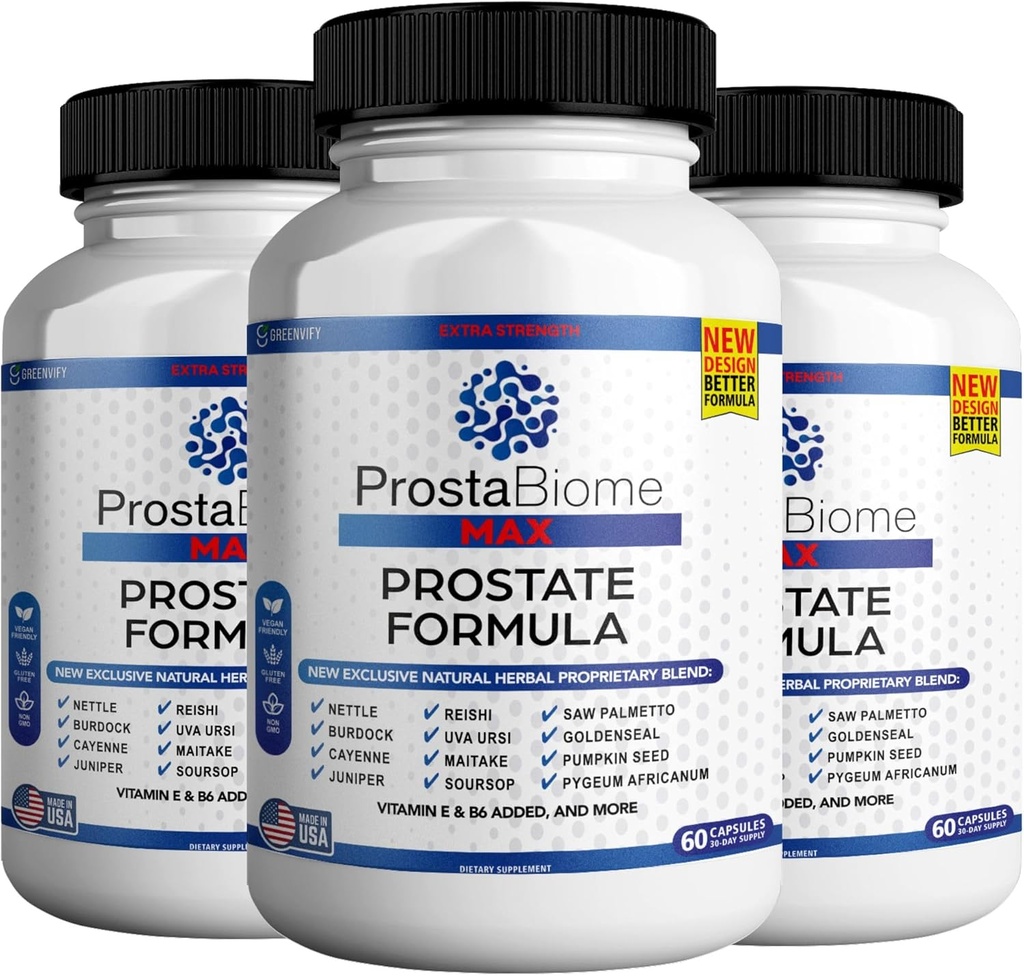 ProstaBiome Max Prostate Support Formula, Natural Herbal Band with Saw Palmetto, 60 קפסולות, 30 יום אספקה (3)