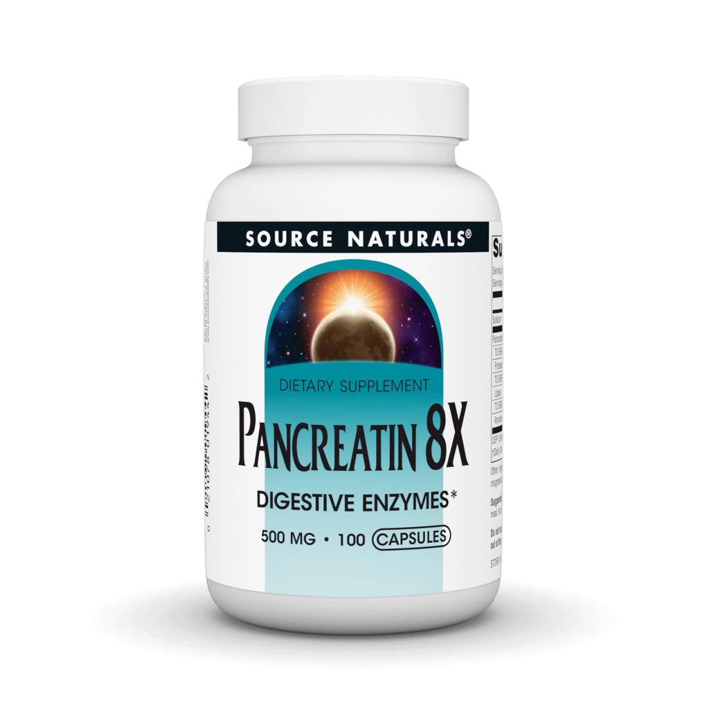 מקור טבעי Pancreatin 8X, 500 מ"ג Enzyive Enzymes - 100 קפסולות