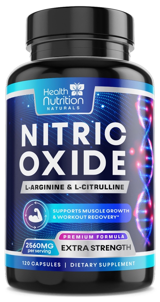 Nitric Oxide Booster 2560mg - תוספת כוח L Arginine & Citrulline תוסף עבור גברים ונשים - שריר פרימיום תמיכה Nitric Booster - תמיכה באנרגיה טבעית ובריאות הלב - 120 קפסולות