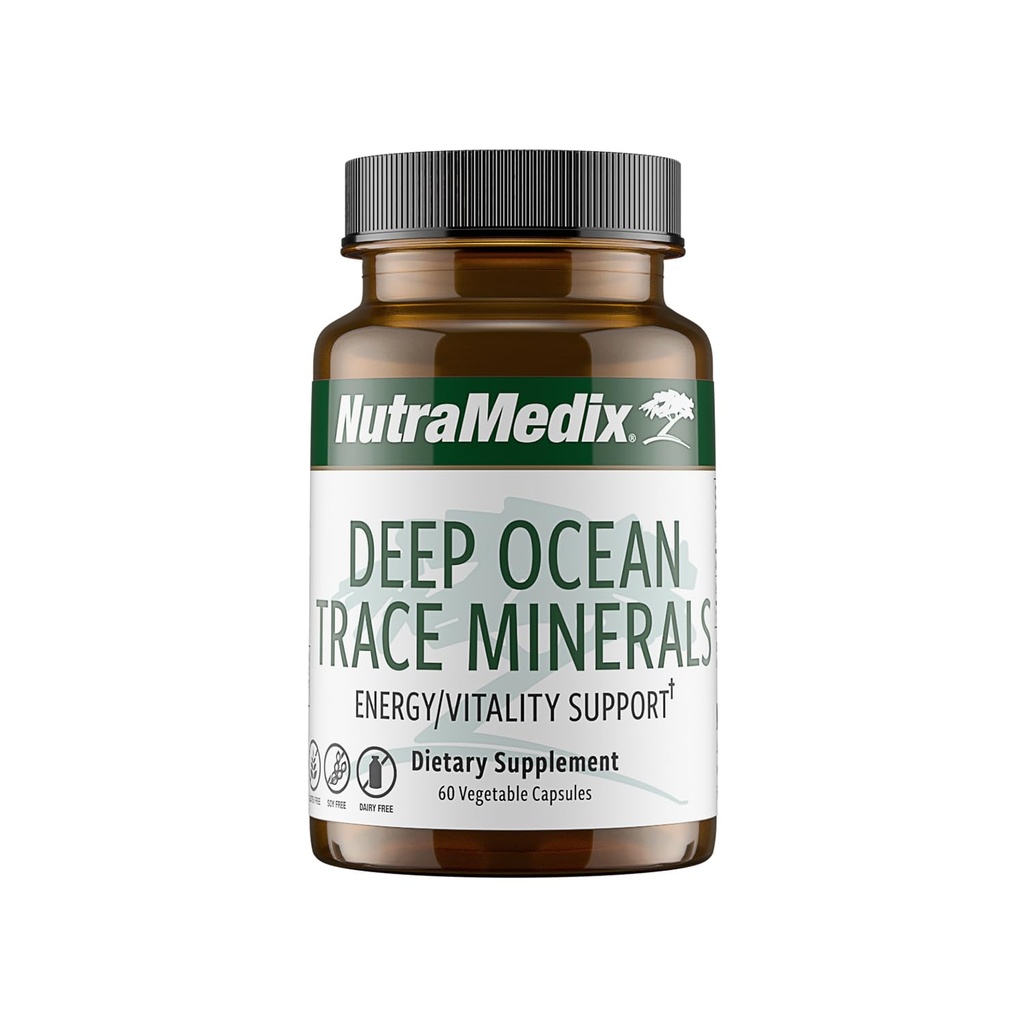 NutraMedix Deep Ocean Trace מינרלים 1000mg - מינרלים ואנרגיה תוספי מזון - מגנזיום, Zinc, Potassium, Boron, Phosphorus & Manganese - תמיכה אלקטרוליטית (60 קפסולות)