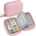 Zannaki Sweet Pill Productionser for Purse with Two Removable 7-Day Pill Box, Travel PU Skin Pill Case, Portable Weekly Pill Container with Storage Bag to Hold ויטמינים, שמן דגים, תוספים (Pink)