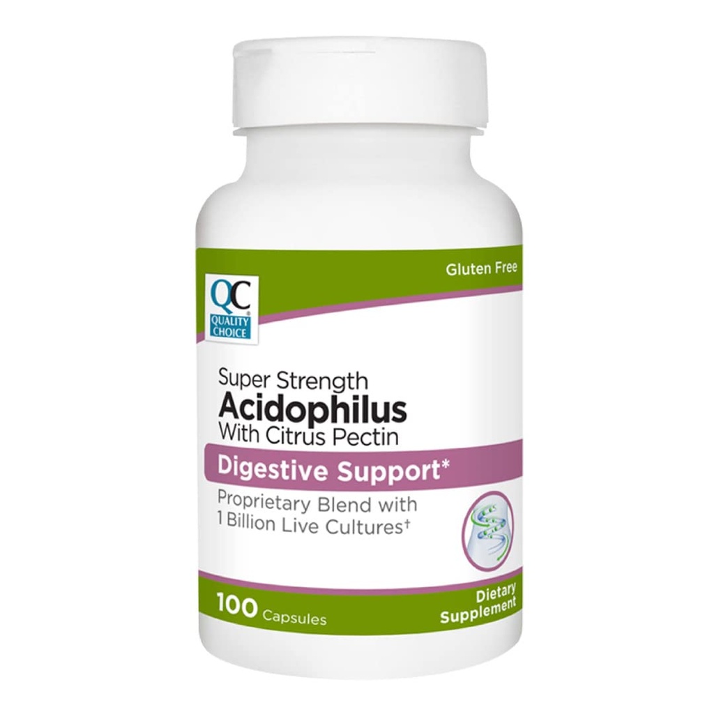 תמיכה איכותית Acidophilus עם Citrus Pectin - 100 קפסולות - יומית Probiotic Formula with Citrus-Derived סיבים - Easy-to-Swallow כמוסות