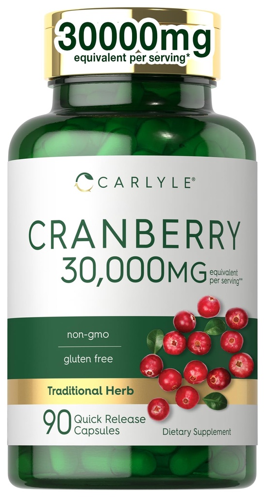 Carlyle Cranberry תוסף | 30,000 מ"ג | 90 קפסולות | Non-GMO Gluten Free Formula