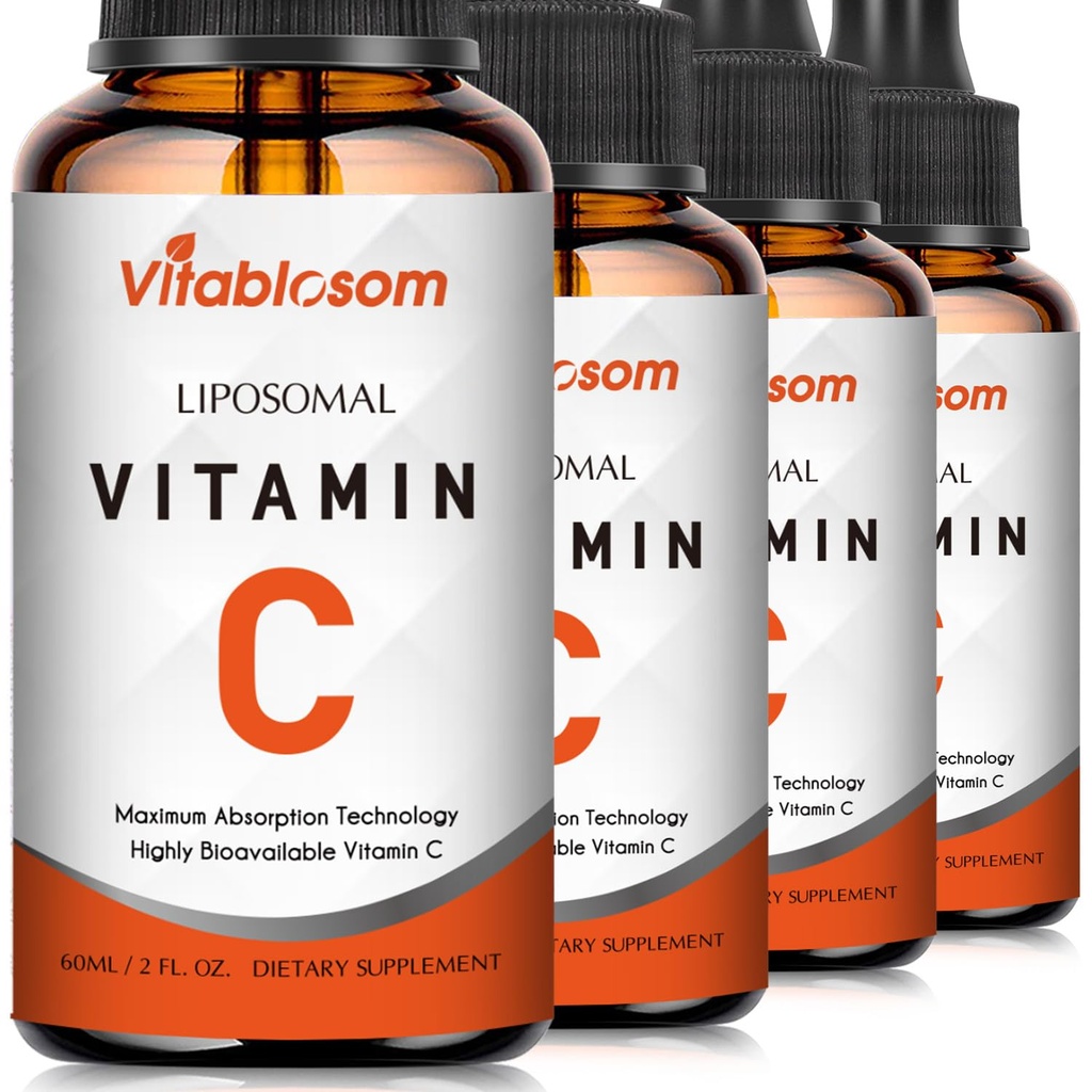 ויטמין C 2000 מ"ג נוזלי למבוגרים, High Absorption VIT C, Maximize ויטמין C, עבור Immune System & Antioxidant, 60ML (4 בקבוקים)
