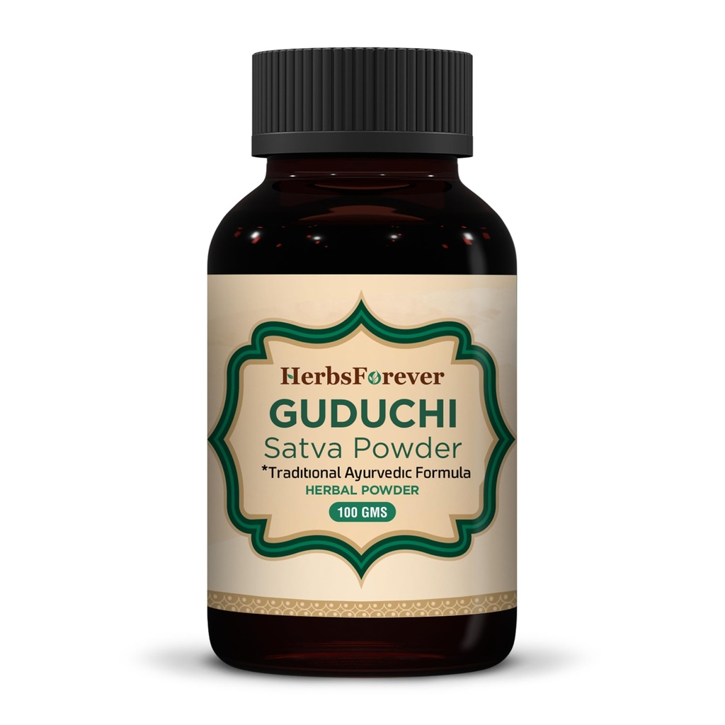 HerbsForever Guduchi Sat Powder Tinospora Cordifolia Support Digestion Balancing Vata and Pitta Non GMO, 100 GMS