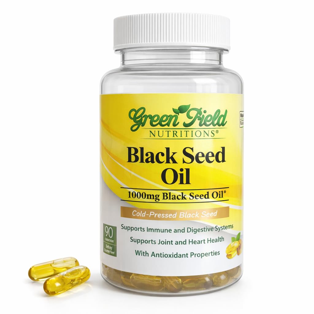 Greenfield Nutritions - Halal Black Seed שמן (Nigella Sativa), תמיכה מערכת החיסון, מערכת העיכול, ו Joints Health, 90 קפסולות נוזליות