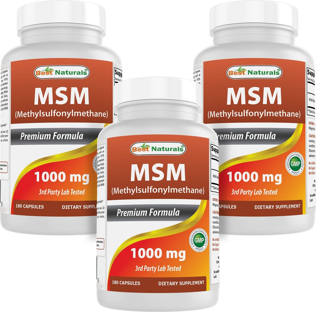 Best Naturals MSM 1000 מ"ג 180 קפסולות (Pack of 3)