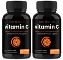 NutraChamps (2 Pack) ויטמין C 1000 מ"ג עם Elderberry, Citrus Bioflavonoids & Rose HIPS - 120 קפסולות טבעוניות, תוסף non-GMO Antioxidant עבור Immune Health & Collagen ייצור 500 מ"ג אבקת גלולות גלולות גלולות גלולות גלולות גלולות