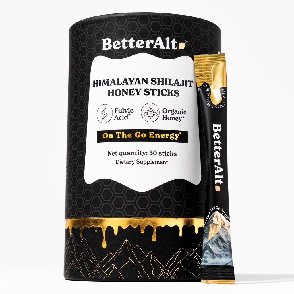 Better Alt Pure ההימלאיה Shilajit Sticks with Organic Honey, Saffron | Easy to Consume Shilajit 30 Sticks for Energy Boost & Immune Support, 85+ Trace מינרליםs, 75%+ Fulvic Acid Acid Acid Acid Acid Acid Acid Acid Acid