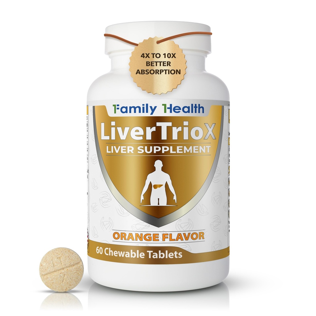 LiverTrioX Comprehensive Antioxidant Liver Supplement - Chewable Liver Supplement Tablets with Same, Glutathione, Silybin - Daily Cleanse & Immune Health Support - 60 Tablets, Orange Flavor
