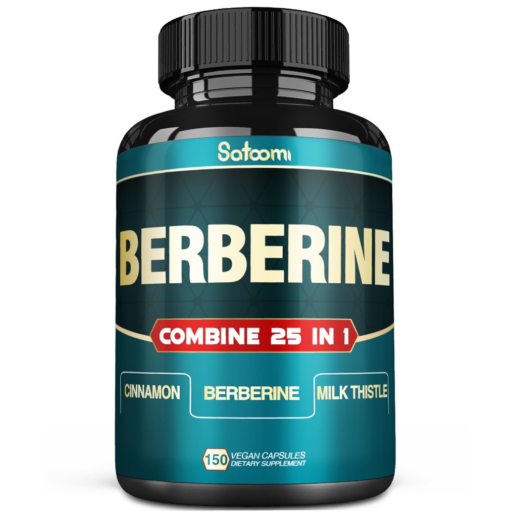 Satoomi 25in1 Berberine תוסף - Berberine Hcl - Ceylon Cinnamon - Milk Thistle ועוד