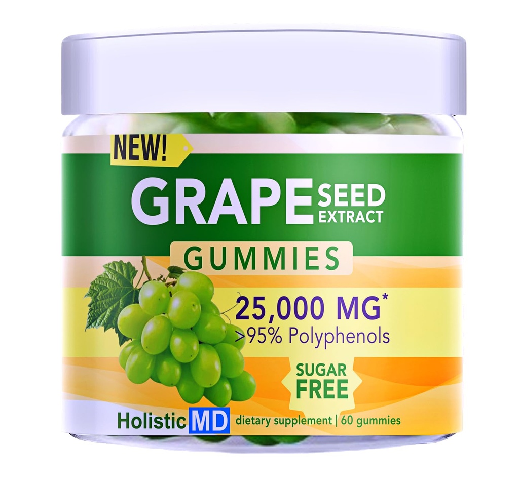 Grape Seed Extractmies | Grape Seed Oil 25,000 מ"ג 50x מקורי > 95% פוליפנולים | #1 Grape Seed Gummies בארה"ב | סוכר חינם טבעוני | Grape Flavor 60 ct