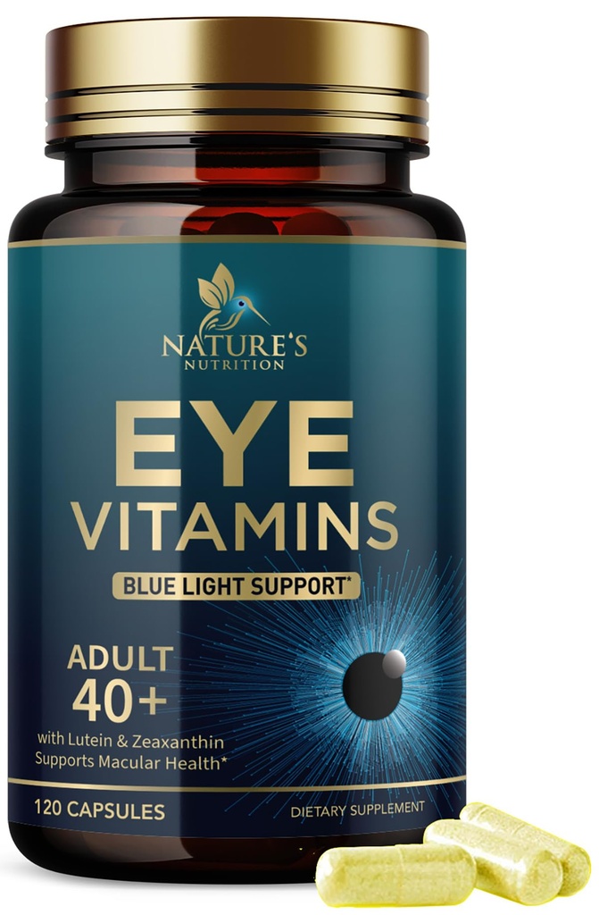 ויטמין עיניים תוסף - Advanced Eye Care ויטמין עם Lutein, Zinc, ויטמינים C, E, Zeaxanthin & מינרלים - חזון Multivitamin עבור Macular Health & יבש עיניים, טבעוני, בבקבוק בארה"ב - 120 קפסולות