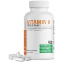 Bronson ויטמין K Triple Play (Vitamin K2 MK7 / ויטמין K2 MK4 / ויטמין K1) תוסף ויטמין C, 90 קפסולות