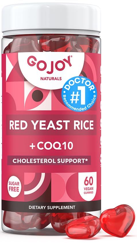 סוכר חינם Yeast אורז עם CoQ10 חניכיים - תוספי כולסטרול עם Red Rice Yeast 1000 מ"ג. - chlesterol Gummies Complex - טבעוני, non-GMO, Gluten-Free & Citrinin-Free תוספת תוספת חינם חינם חינם תוספת תוספי מזון חינם.