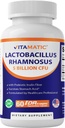 Vitamatic Lactobacillus Rhamnosus 5 מיליארד ל-DR קפסולת (10 מיליארד פר 2 קפסולות) - 60 Count - Advanced Digestive & Immune Support - Made with Prebiotic Inulin סיבים