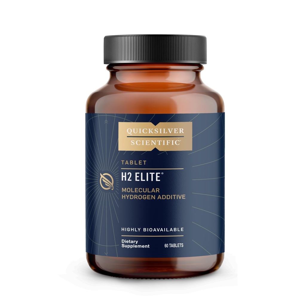 Quicksilver Scientific H2 Elite - Molecular Hydrogen for Energy + Metabolism Support, Water Tablets Perfect for Open Containers - Magnesium Malate Drink Additive (60 טבליות הידרוגן מולקולרי)