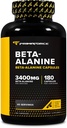 Primaforce Beta Alanine קפסולות 3,400 מ"ג, 180 קפסולות (45 משרתות) - תוספי Beta-Alanine
