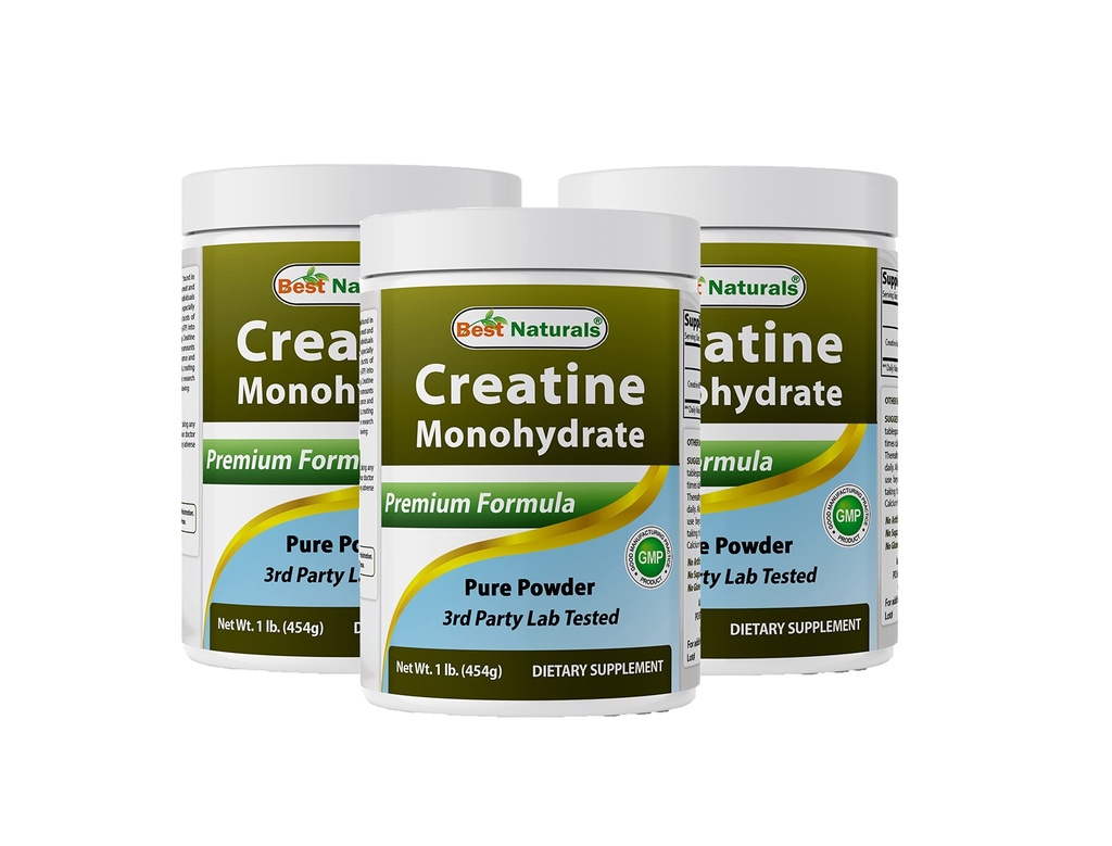 Best Naturals Creatine Monohydrate 1 Lb אבקת טהורה (1 LB (Pack של 3)