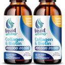 סוכריות נוזליות וביוטין, 2 Fl. Oz, Ultra-Strength Collagen תוספי לנשים, Keto Friendly Biotin for Hair Growth Women, Nails, & Skin ויטמינים B7 Collageno Peptides - Vanilla Flavor - 2 Pack