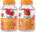 Lifeable Calcium Magnesium + Zinc 50 מ"ג, חניכיים Bundle - גדול Tasting, ויטמין תוסף, Gluten Free, GMO חינם, Chewable